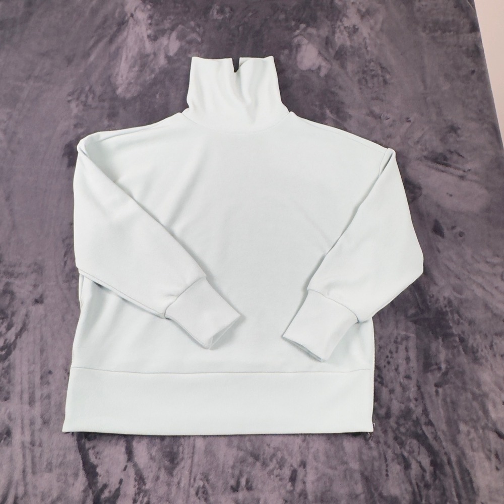 Simply Vera Vera Wang Sweatshirt Womens Medium Mint Green Mock Neck Side Zip